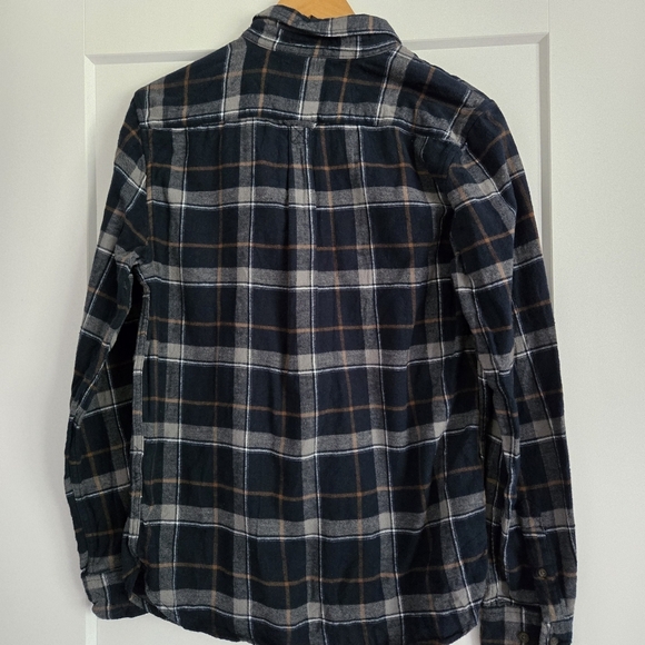 Denim & Flower Men's Medium Navy Plaid Long Sleeve Button Shirt 💯 Cotton - Picture 2 of 11